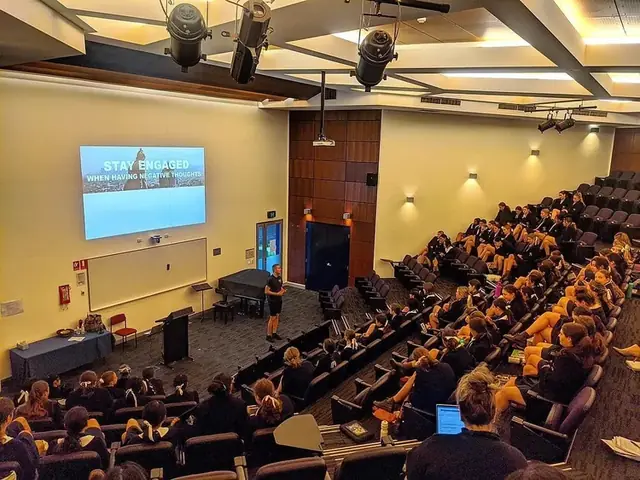 A tiered lecture theatre during a Simple Six presentation